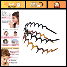 Recycled Plastic Zig Zag Headbands - Wavy Hair Bands for Men & Women, 90s Style,