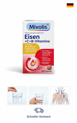 Mivolis Eisen + C + B-Vitamine Tabletten 40 St, 24 g