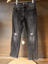 Wonder Nation Boys Slim Fit Denim Black Jeans SIZE 5 DISTRESSED SNAP / ADJUST WS