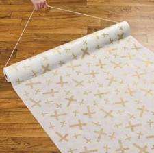 100 ft Gold Cross Wedding Aisle Runner Long Elegant Crosses  White Easter Church