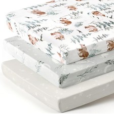 Stretchy Jersey Knit Fitted Pack n Play Sheets 3-Pack, Portable/Mini Crib