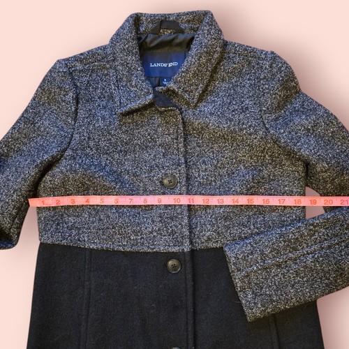 Classic Lands' End Wool Black & Gray Peacoat Pea Jacket Sailors Coat Womens SZ 6 - Picture 5 of 6