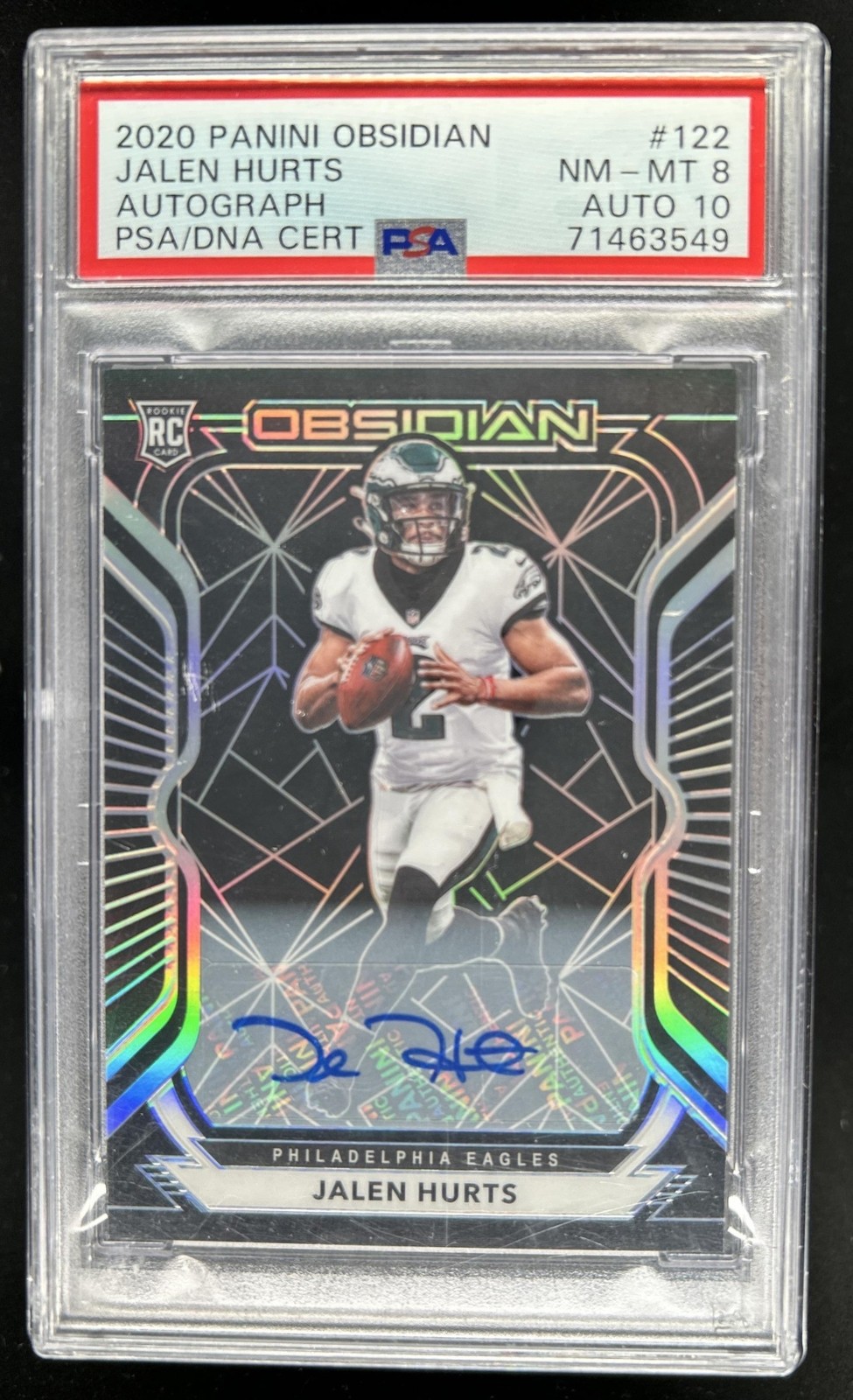 Jalen Hurts Panini Obsidian #122 Autograph
