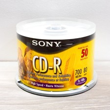 NEW Sony CD-R 700MB 80 Min 1x-48x Blank Recordable Discs 50 Pack Spindle Sealed
