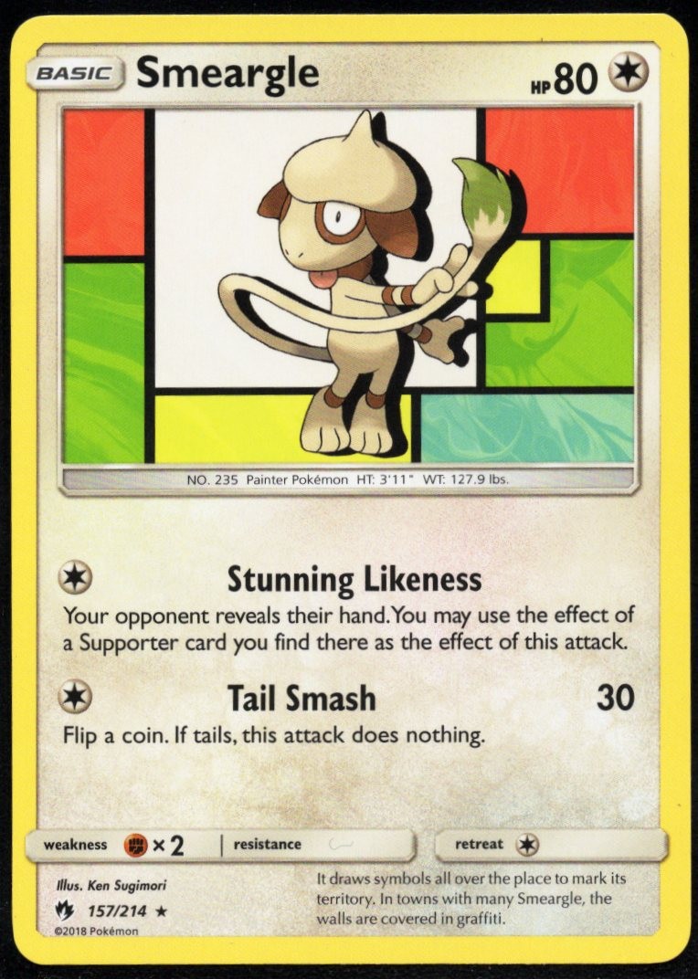 Smeargle 157/214 Rare Lost Thunder Lightly PLayed