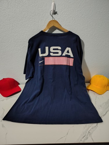 Vintage 90s Nike Swoosh Embroidered USA T Shirt XLarge Blue Free Shipping by Nike, $99 - Photo 2