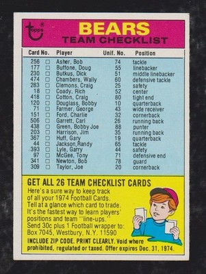 1974 TOPPS FOOTBALL TEAM CHECKLIST SHARP CLEAN NM *** FREE SHIPPING ***