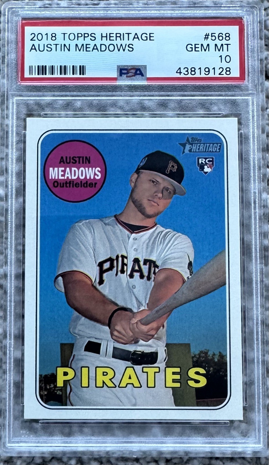 2018 TOPPS HERITAGE #568 AUSTIN MEADOWS ROOKIE RC PSA 10