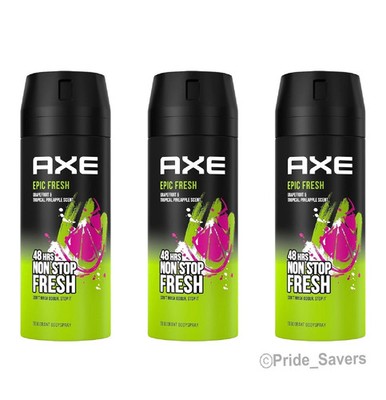 Axe 48Hrs Epic Fresh- Grapefruit & Tropical Pineapple Deodorant Spray 3PK 150ML