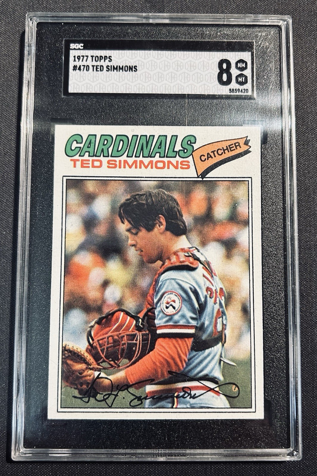 1977 Topps Ted Simmons #470 All-Star Baseball Card Graded SGC 8 Cardinals