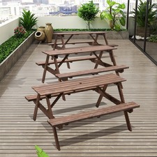 Outdoor Wooden Picnic Table Bench Set Heavy Duty for Patio Pub Garden 4-6 Seater