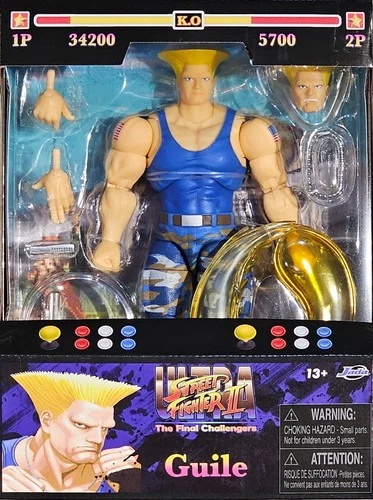 JADA Toys Ultra Street Fighter 2 Guile Player 2 Blue Action Figure 6 inch