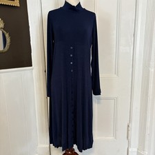 Women's Navy Blue Vintage Carolyn Strauss Long Sleeve Dress, Size Medium, EUC