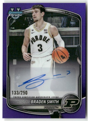 2025-26 Bowman #CPA-BM Braden Smith Chrome Autographs Purple Refractor #/250