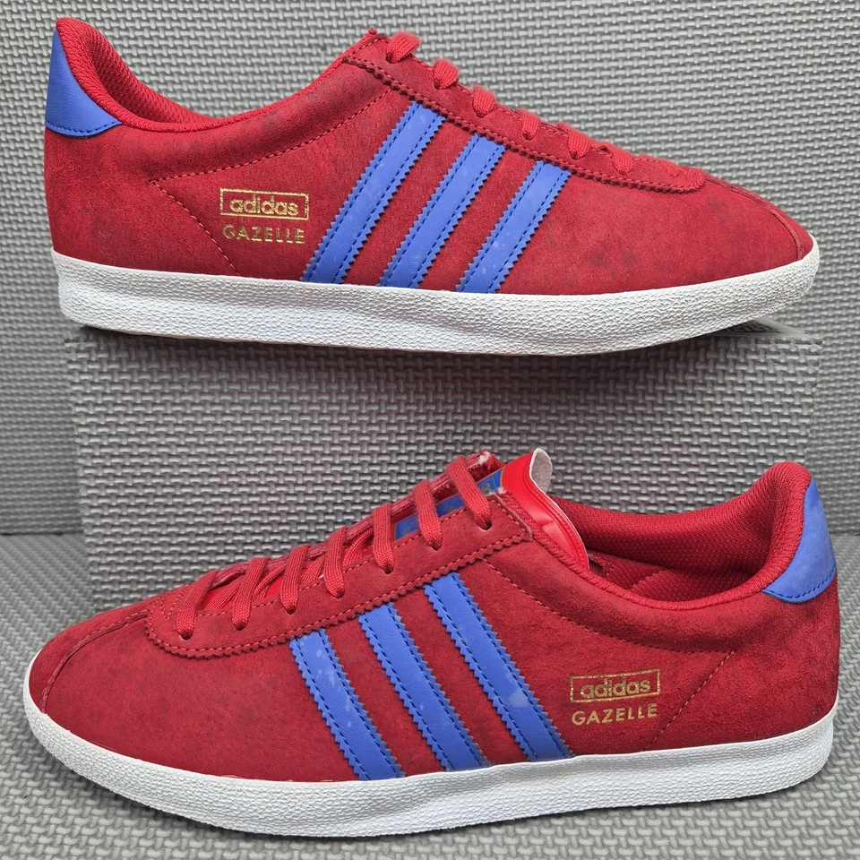 Adidas Gazelle OG Trainers UK 7 Red Blue White Gold Retro 2016 Originals Men's - Image 2 of 4