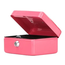 Small Cash Box with Key Lock Portable Metal Money Box with Double Layer & 2 K...