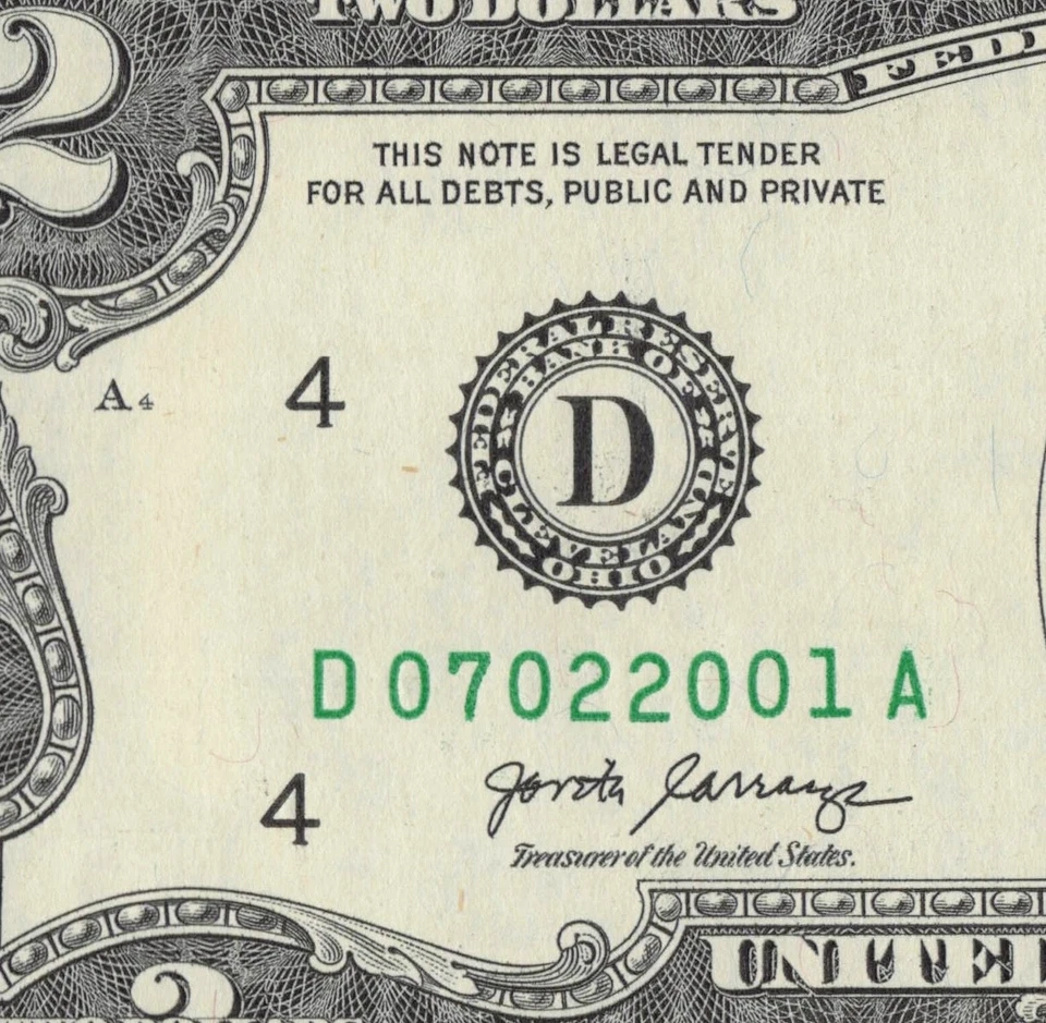 July 2 2001 Birth/Annv/Tomb/Grad Two$ Bill Fancy Serial# D07022001A Cleveland A - Image 3 of 4