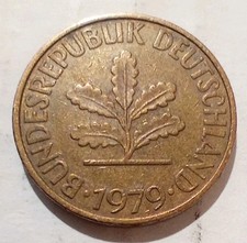 10 Pfennig 1979 G Germany Coin Bundesrepublik Deutchland Oak Karlsruhe Mint