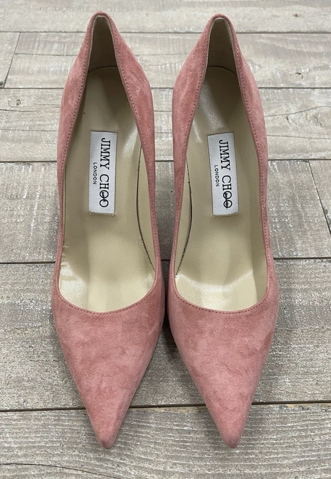 Jimmy Choo Romy 85 mm Gamuza Tacones de Bomba en Rosa Ballet Talla: 35.5 (US 5.5) Foto 2 de 4