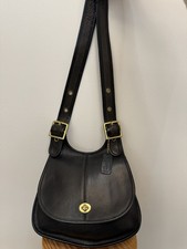 Vintage Coach Black CRESENT Made In NYC Leath...