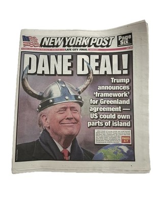 NEW YORK POST NEWSPAPER DANE DEAL DONALD TRUMP GREENLAND MAGA NY HISTORY 1/22/26
