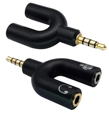 2 Pack 3.5mm Headphone and Mic Splitter Adapter U Shaped Audio Stereo Converter