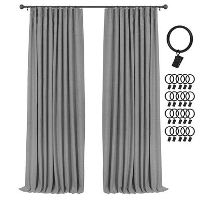 100% Blackout Curtains for Bedroom 84 Inch Long Linen Blackout Drapes 2P