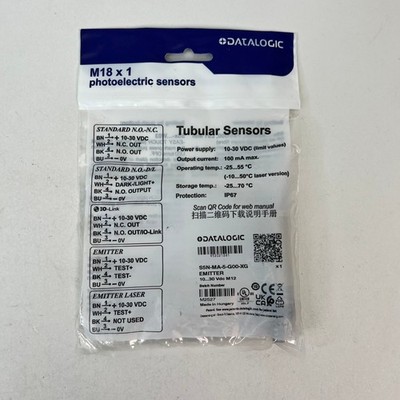 Datalogic M18 x 1 Photoelectric Tubular Sensors S5N-MA-5-G00-XG Emitter