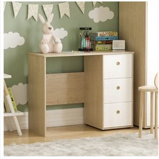 Junior Vida Neptune 3 Drawer Desk White & Oak – Kids Study / Home Office
