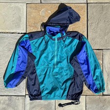 Vintage 90s Teal/Blue Colorblock Pullover Anorak Windbreaker