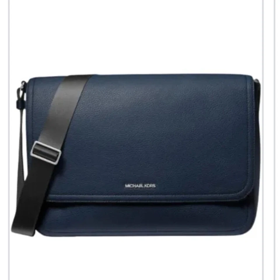 MICHAEL Michael Kors COOPER Azul Marino Guijarro Cuero Maletín Mensajero NUEVO Foto 2 de 4