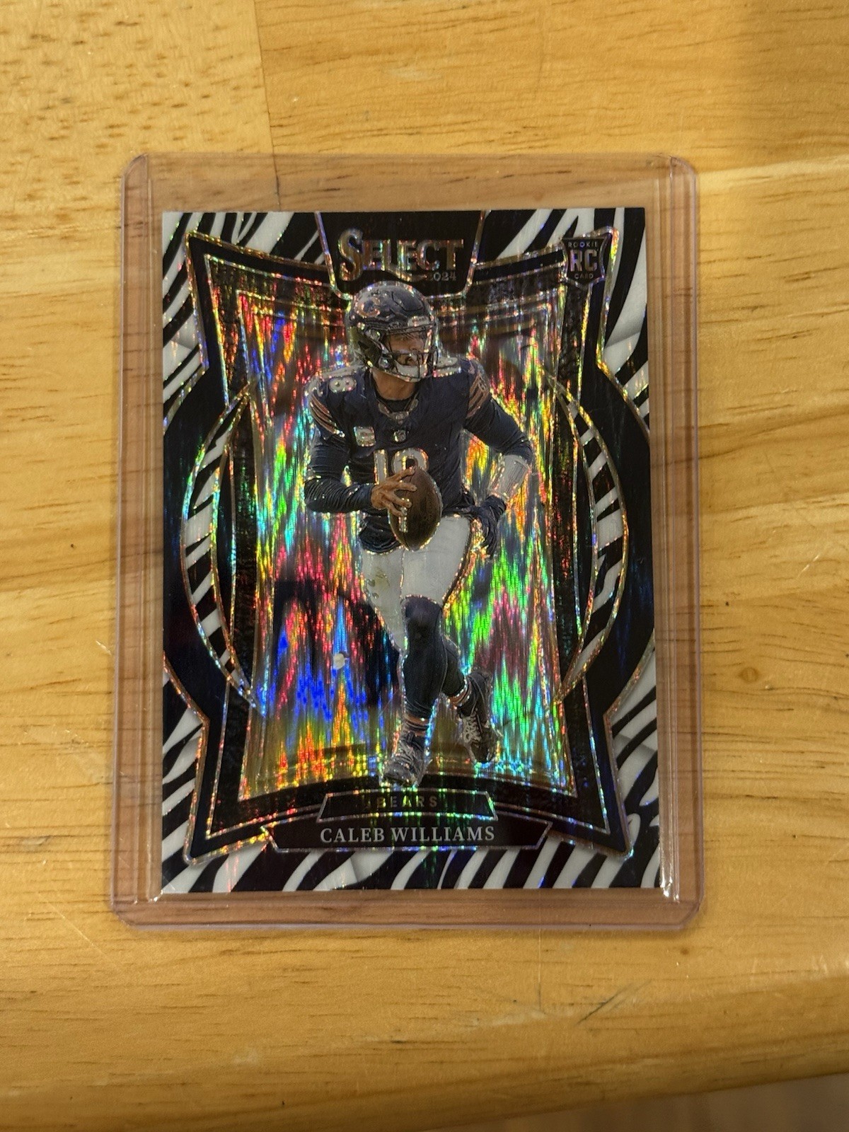 2024 Panini Select Caleb Williams Rookie Zebra Prizm #25 Concourse Bears
