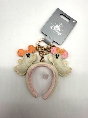 Disney Parks Mickey Minnie Cute Ghost Halloween Headband 4'' KEYCHAIN Charm NWT