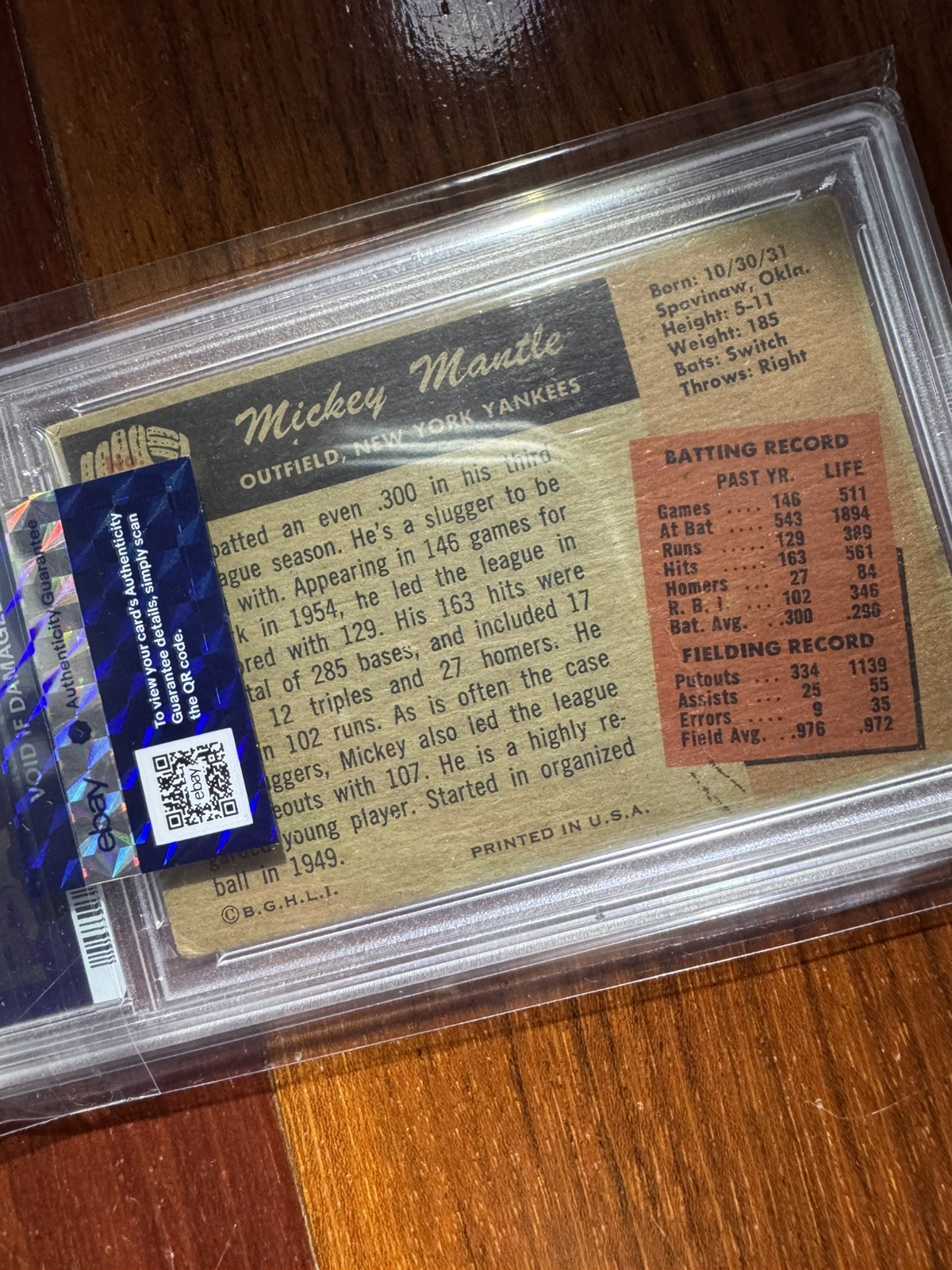 Mickey Mantle Card 1955 Bowman #202 PSA 1 NICE!  view 6