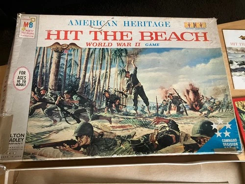 Vintage 1965 Milton Bradley American Heritage "Hit the Beach" WWII Board Game
