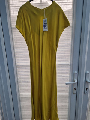 Brand New With Tags, M&S Mustard, Glamorous Shift Style Midi Dress Size 8P