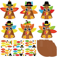 12 Sets Thanksgiving Crafts for Kids DIY Turkey Cone Hat Craft Kits Premium