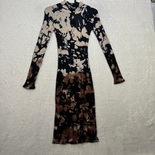 Fashion Nova Midi Dress Womens Small Black Rocking Tie Dye Mock Neck Ribbed Long