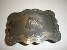 Silver Tone Belt Buckle Horse 3.5"x2.5"