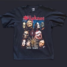 Slipknot Nine Lives T Shirt Embroidered Logo Rock & Death Tag Rare Band Tee  L