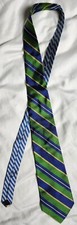 Tommy Hilfiger Vivid Tie Blue Green Striped 100% Silk Made In USA