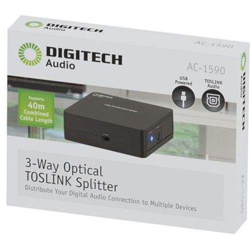3-Way Optical TOSLINK Splitter With USB Power Cable. - Picture 4 of 4