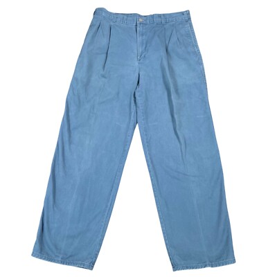 Vintage 90s Dockers Levis Chino Pants 33x28 Blue Faded Pleated Medium Wash 