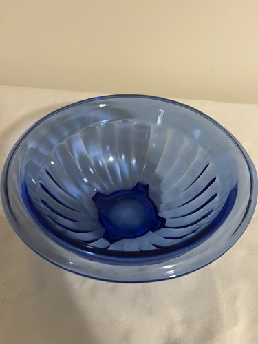 Hazel-Atlas Pillar Optic Ribbed Ritz Blue Small Glass Mixing Bowl - 第 1/3 張圖片