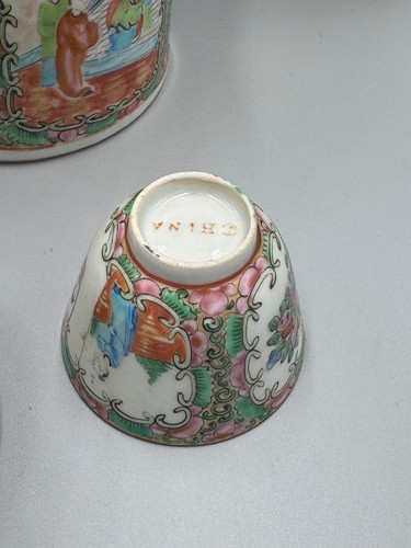 Antique 19th c. Chinese Famille Rose Medallion Teapot and Cup set 4 1/2'' - Picture 8 of 13