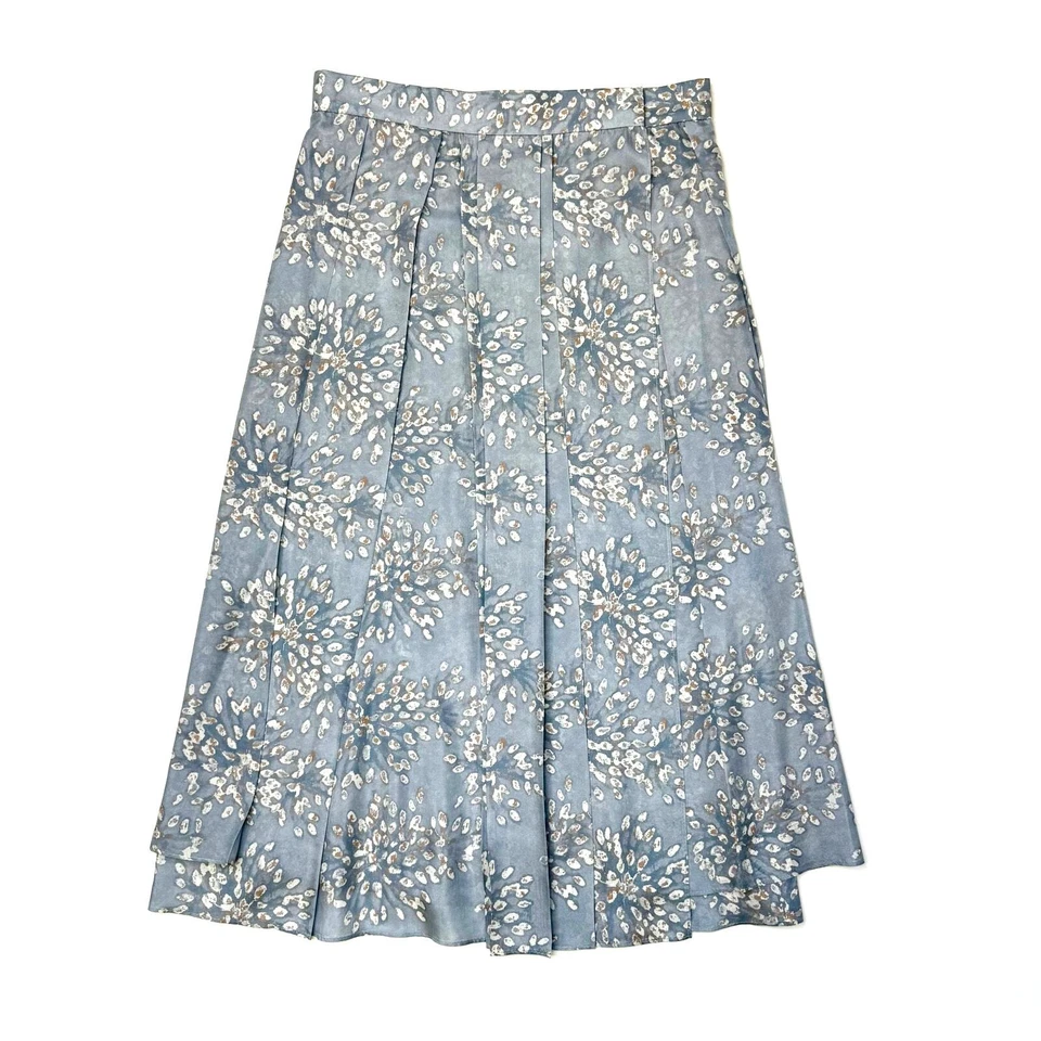 NUEVO CON ETIQUETAS $2695 Falda Midi Brunello Cucinelli Celeste Estampada Envolvente de Seda F/W22 talla 42 6 Foto 4 de 4