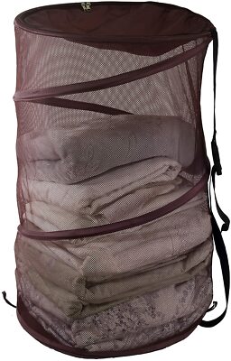 Maypes Burgundy Collapsible Wire Mesh Laundry Hamper   Portable, 