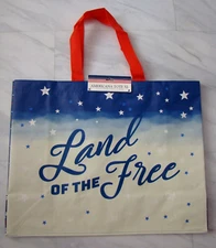 New Red White Blue Land Of The Free Reusable Shopping Gift Bag Recycled Material