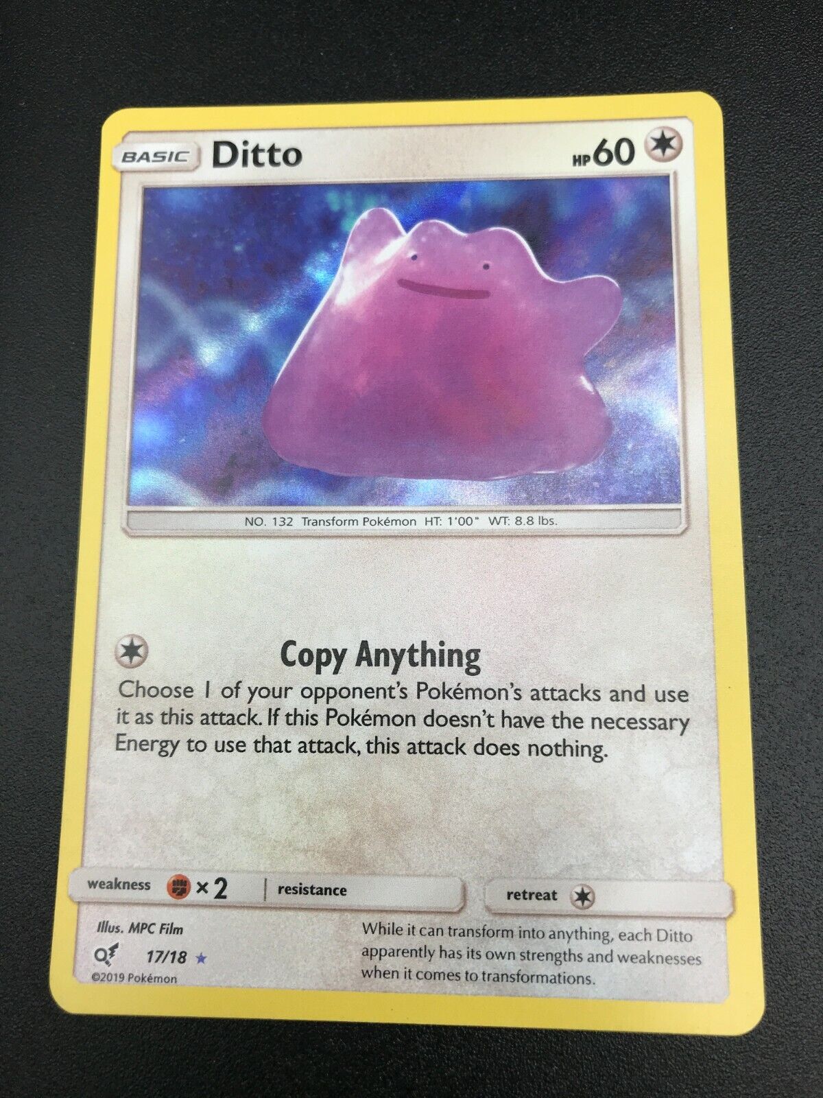 Ditto HOLO ULTRA RARE 17/18 SM Detective Pikachu SHINY Pokemon Card TCG NM  2019