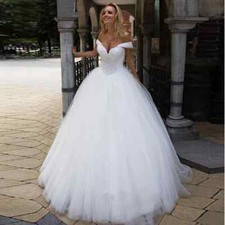 Ball Gown Wedding Dresses Appliques Bodice Sweep Train Tulle Bridal Gowns Bride